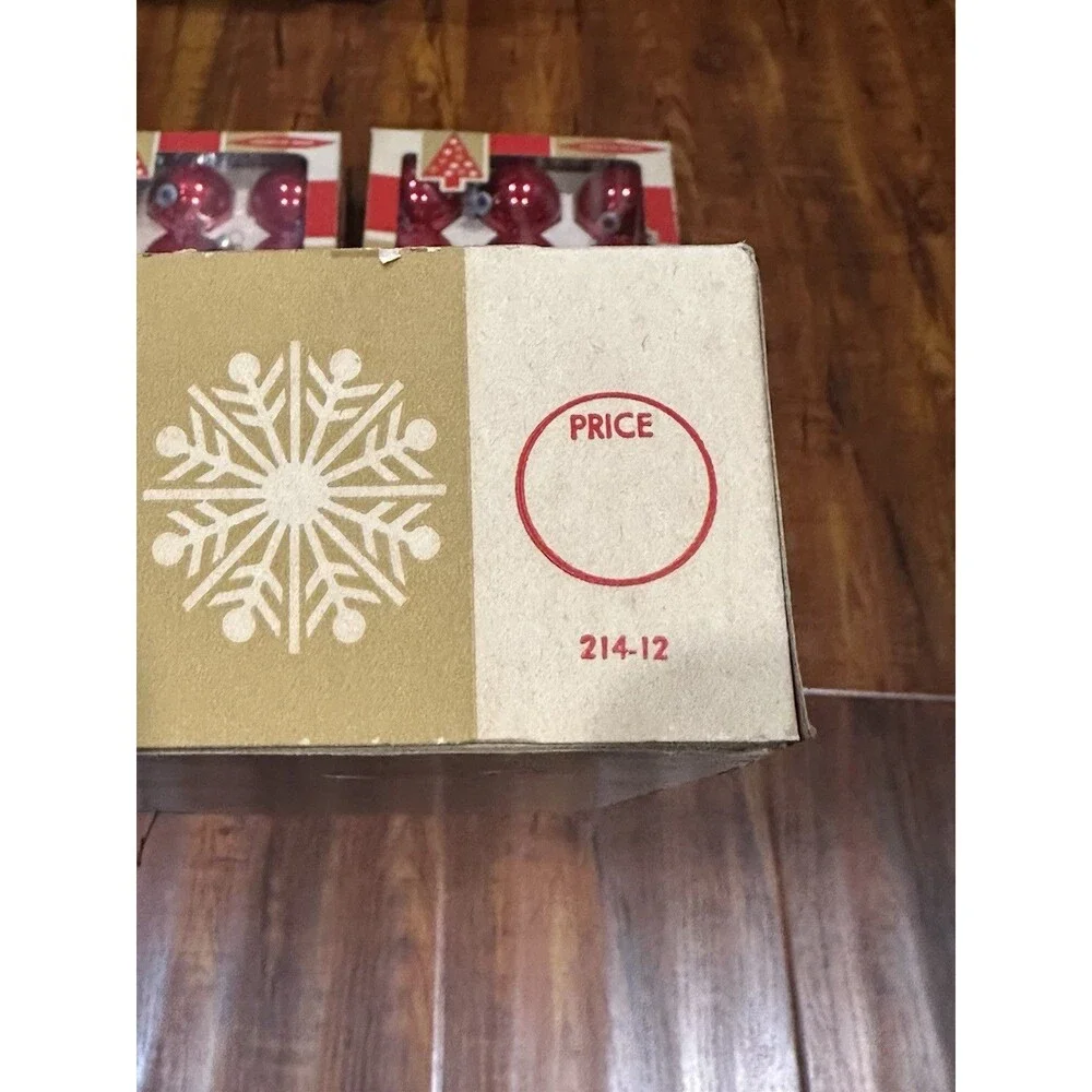 Lot of (36) Vintage Coby Glass Red 2-1/4” Round Christmas Tree Ornaments in Box